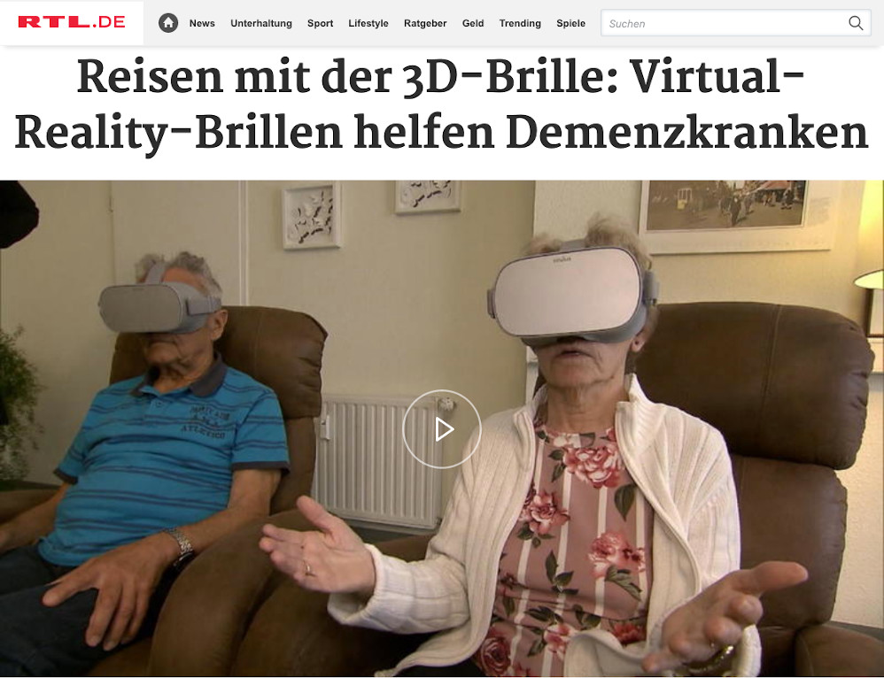 Sceenshot aus Beitrag von RTL über RemmyVR (VR Brille für Senioren)